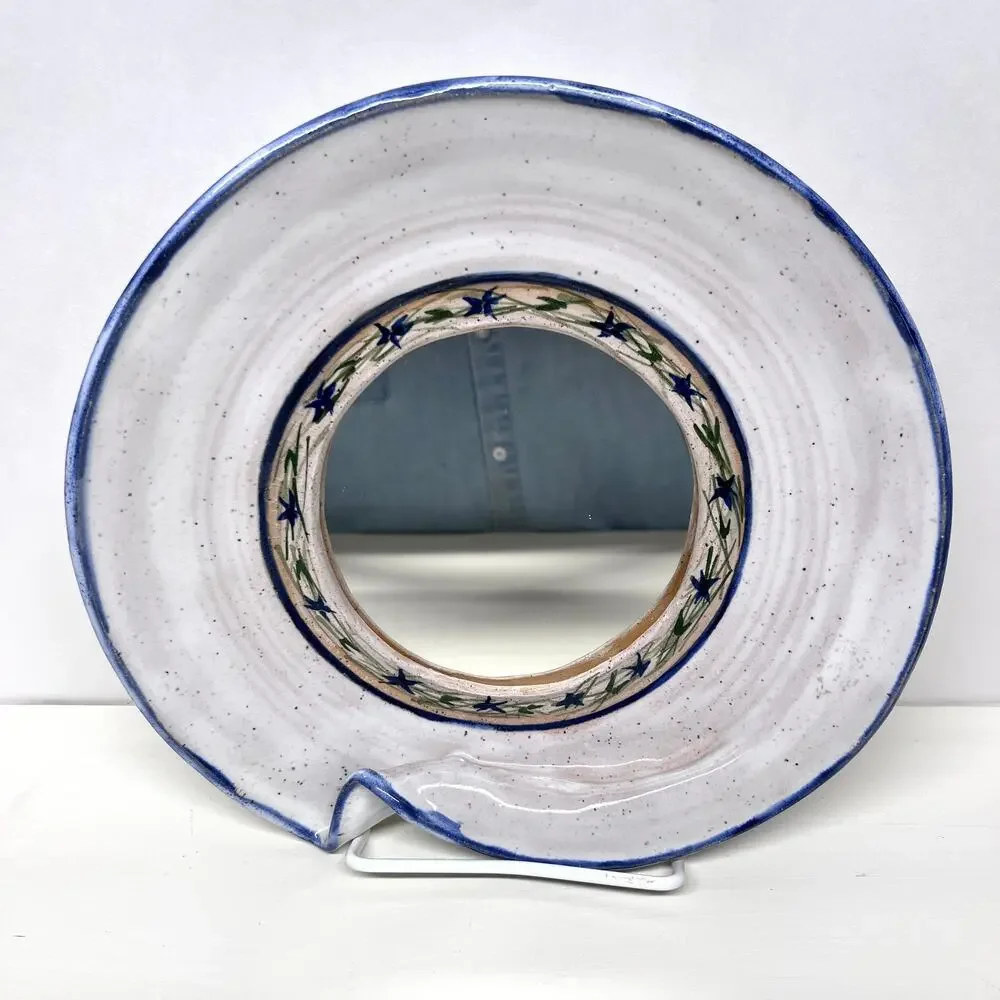 Art Pottery Round Wall Mirror Artist Signed
